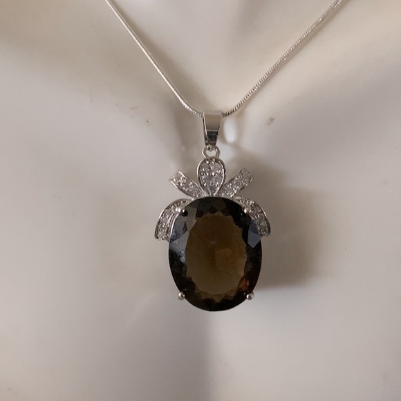 NEW Big bold beautiful Smoky Quartz pendant necklace - Picture 2 of 10
